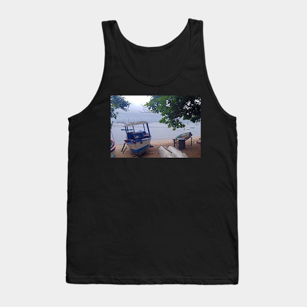 Boats stopped at the beach on a rainy day Tank Top by DiegoCarvalho